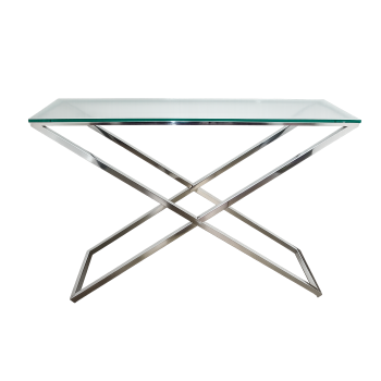 Konsola modern lata 90 chrom i szkło przód