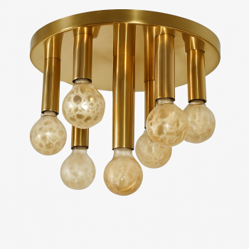 Lampa sufitowa Solken vintage lata 70. – mosiądz i szkło