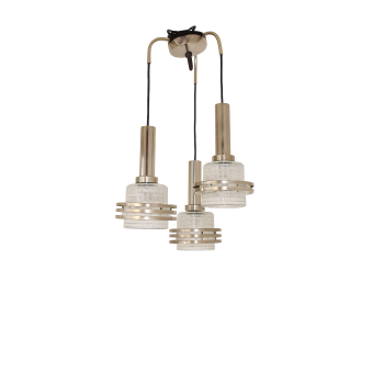 Lampa wisząca Modern z lat 70 z trzema szklanymi kloszami