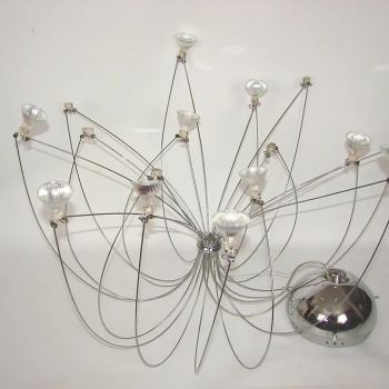 spider lamp chrome 16 lights 80s design