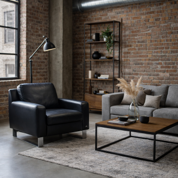 Komfortowy fotel skórzany Musterring styl vintage, wnetrze