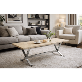 Stylowa ława z trawertynu – aranżacja salonu